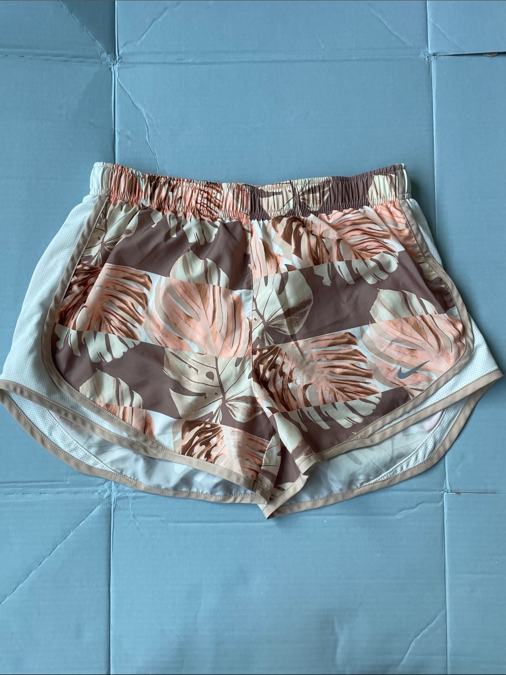 Nike Tropical Leaf Athletic Shorts - Pink & Brown